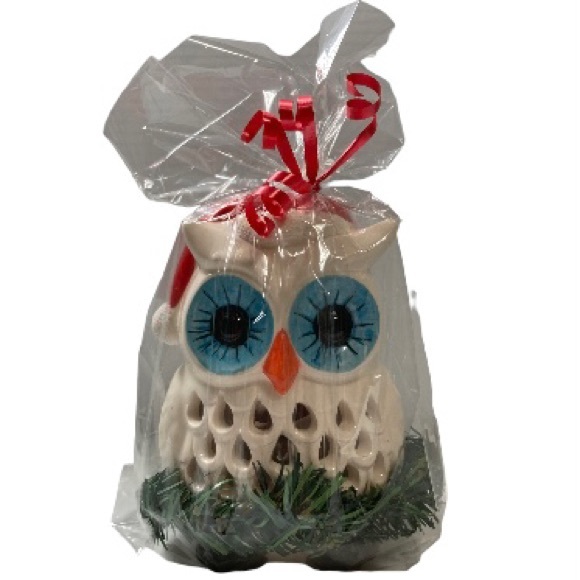 SANTA OWL Holiday Candle Holder with 2 Tea Candles Mainstays 3.62 x 3.7 in - Picture 2 of 11